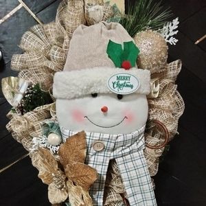 Handmade Kozy Kool Xmas Snowman Swag Wreath